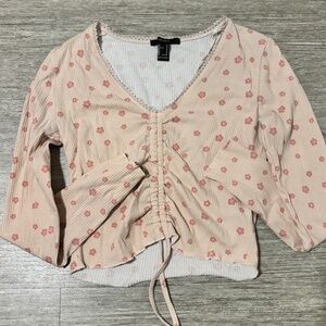 Pink long sleeve adjustable strings using top